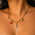 fishy pink necklace - stainless steel