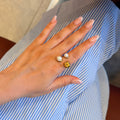 golden stony ring - stainless steel