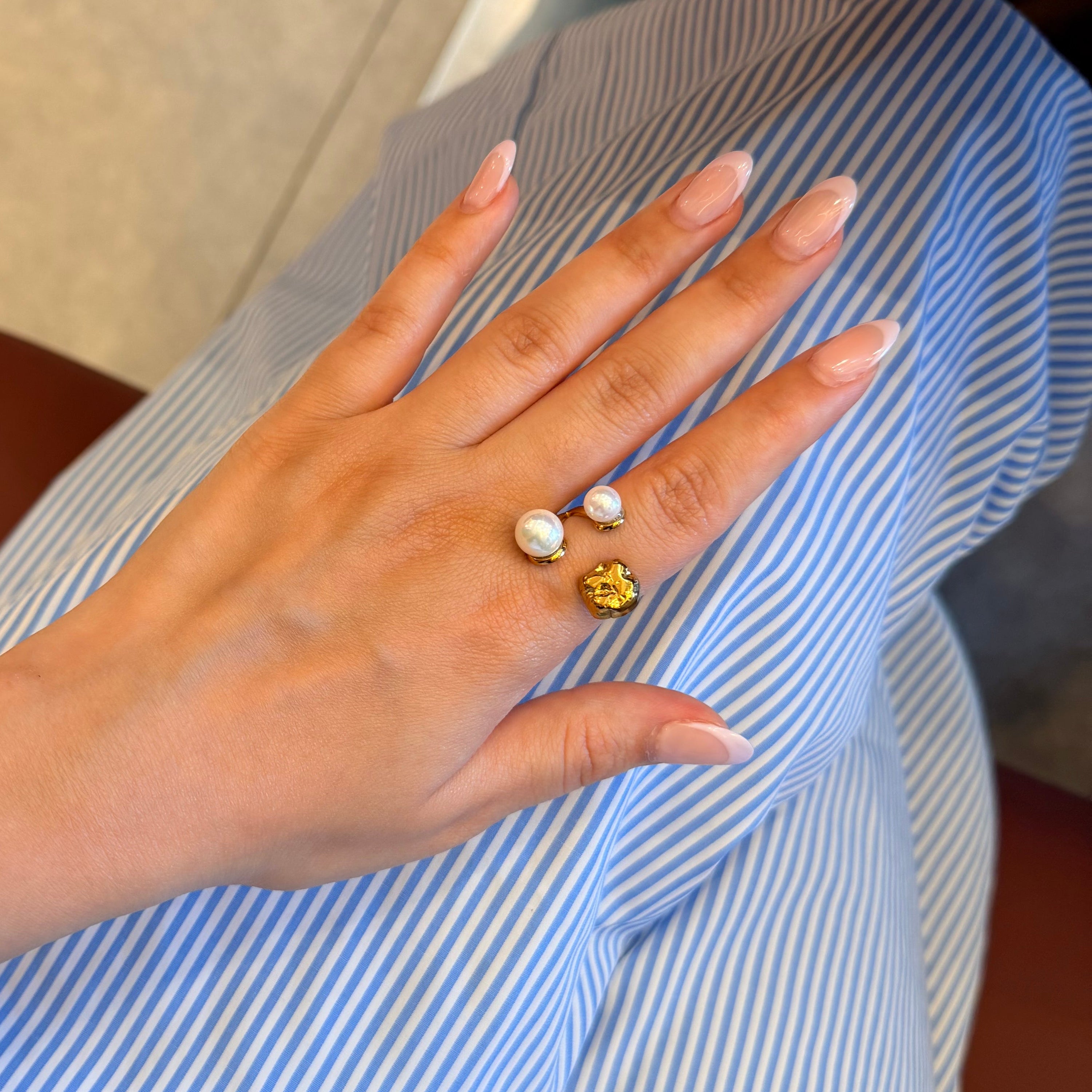 golden stony ring - stainless steel