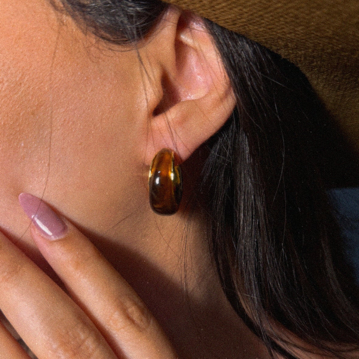resin o earrings - stainless steel
