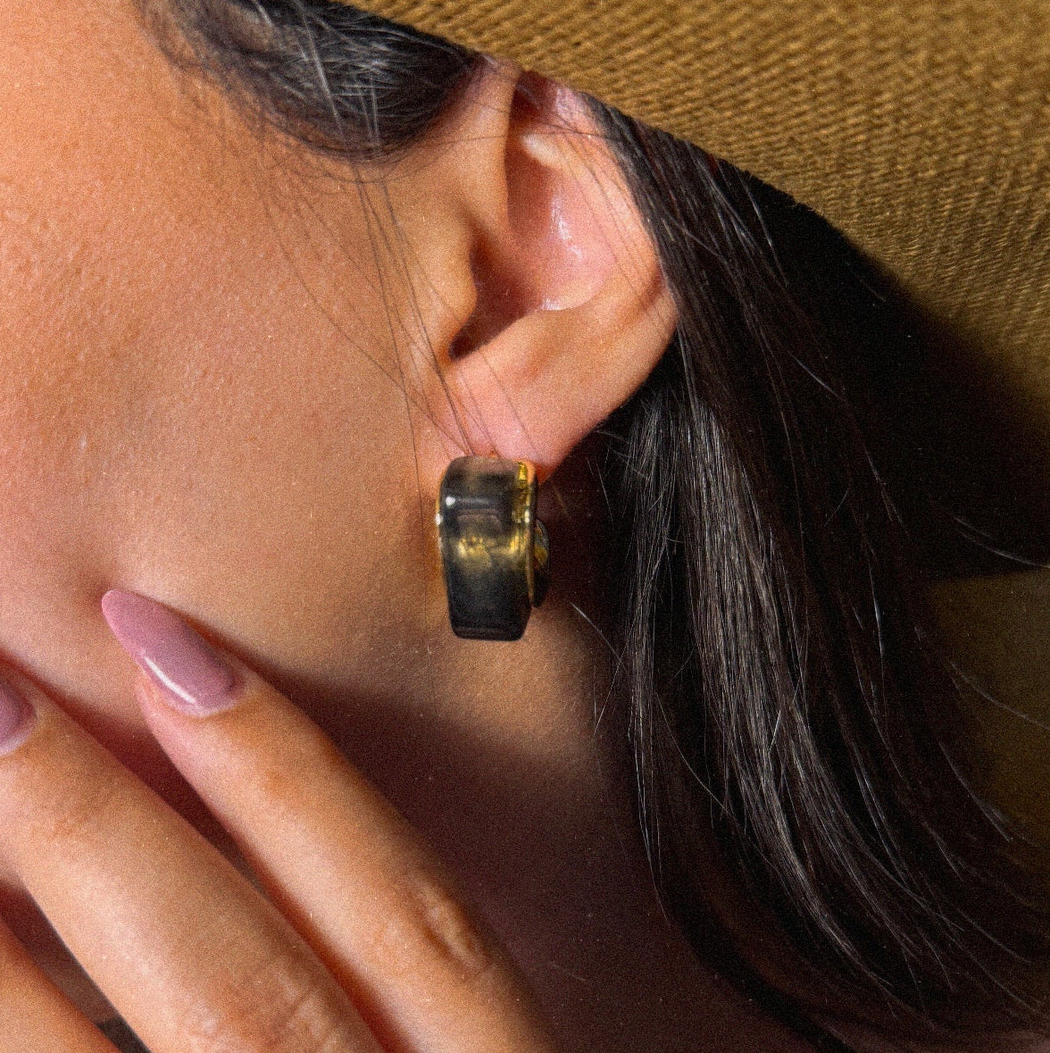 resin dl earrings - stainless steel