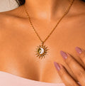 shining sun necklace - stainless steel