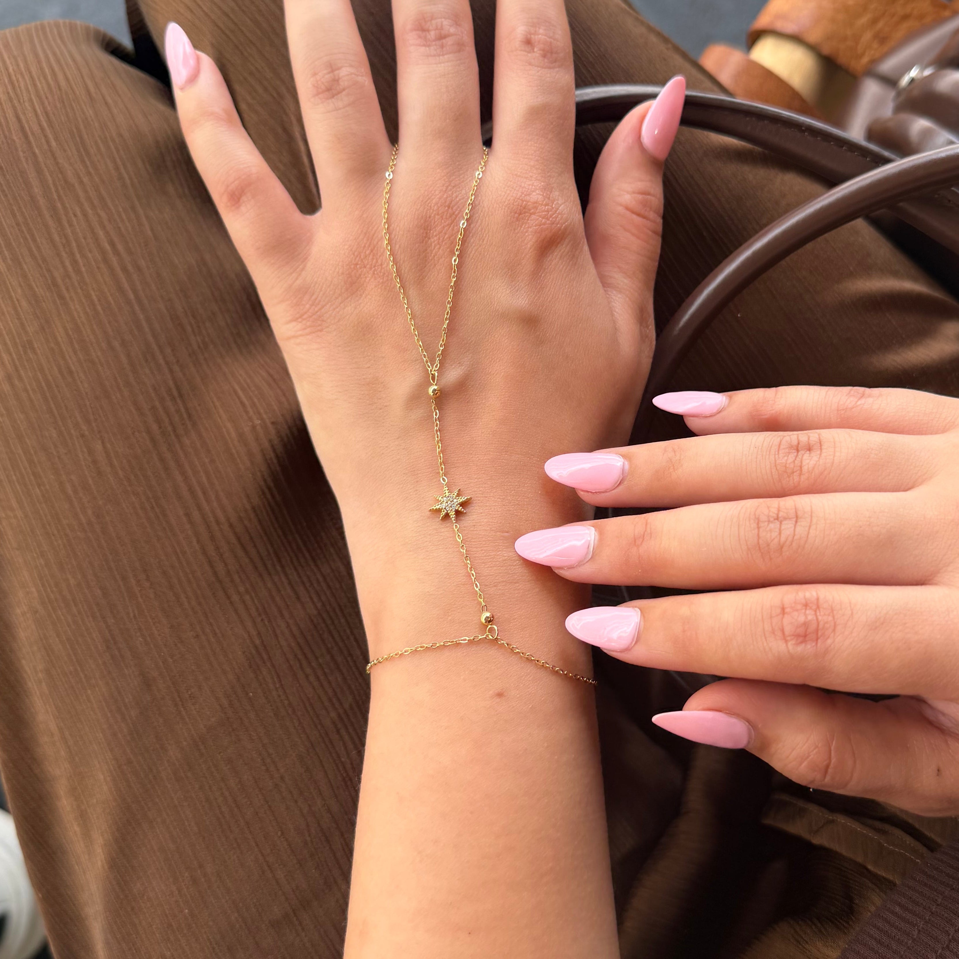 starry charm hand chain - stainless steel
