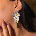 charm flower earrings - stainless steel