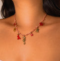 reded charm necklace - stainless steel