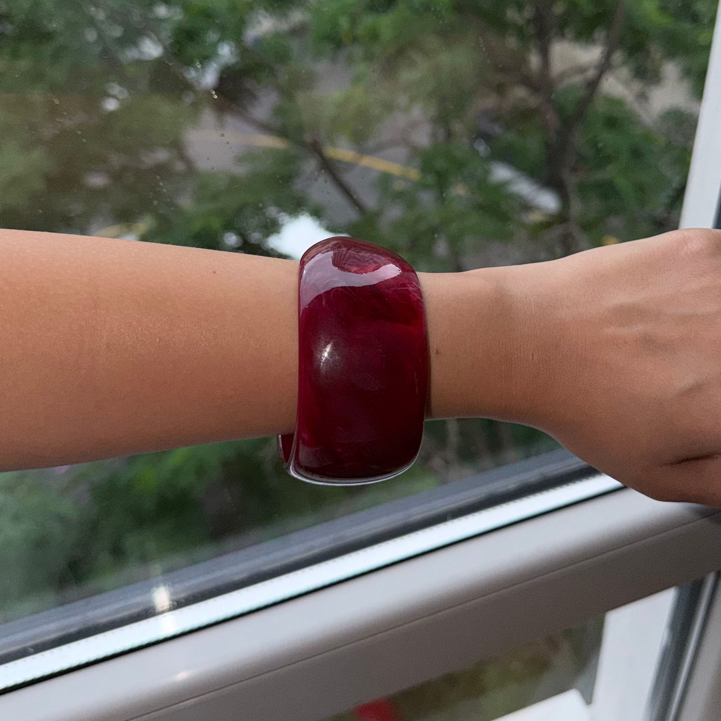 cherry resin bangle bracelet