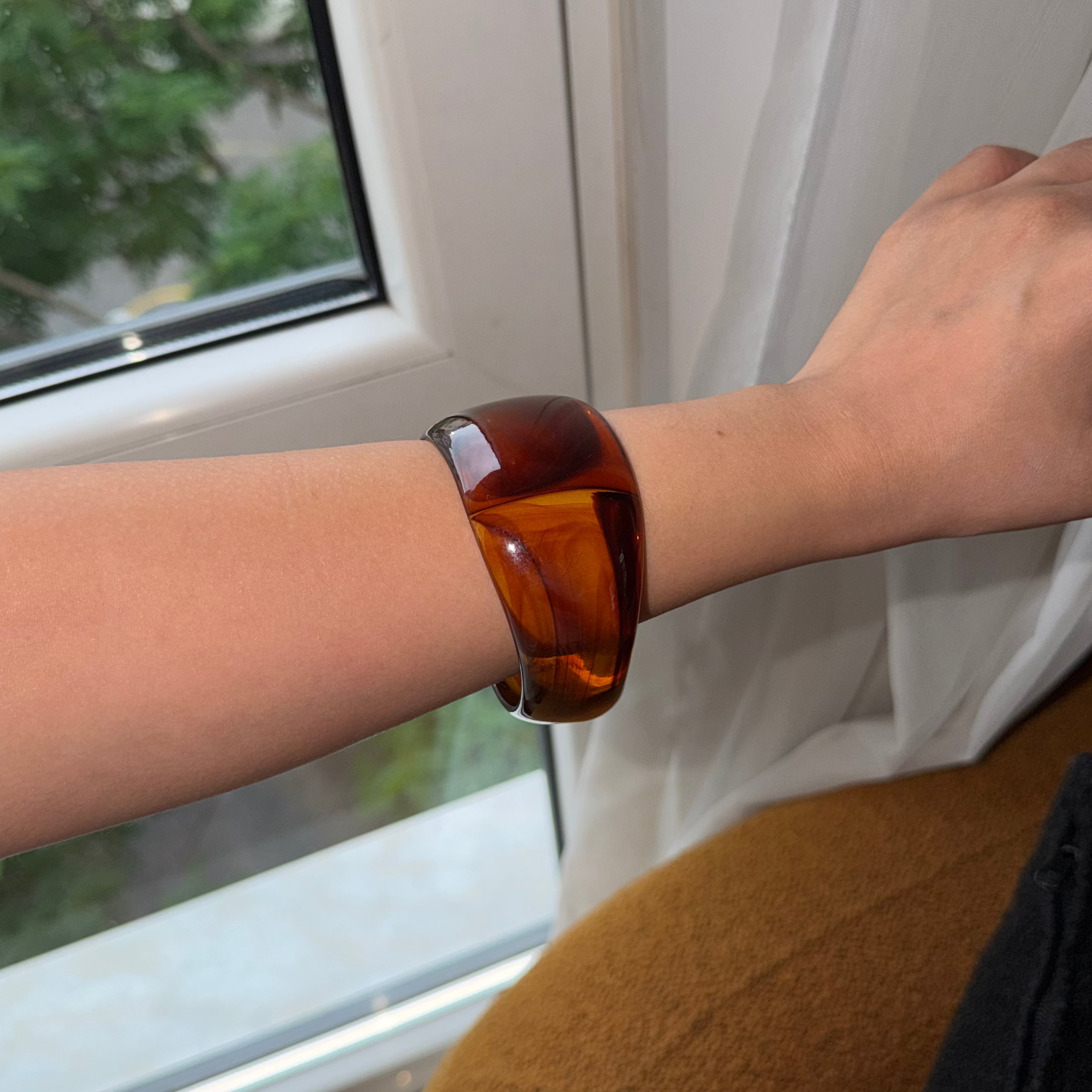 honey resin bangle bracelet